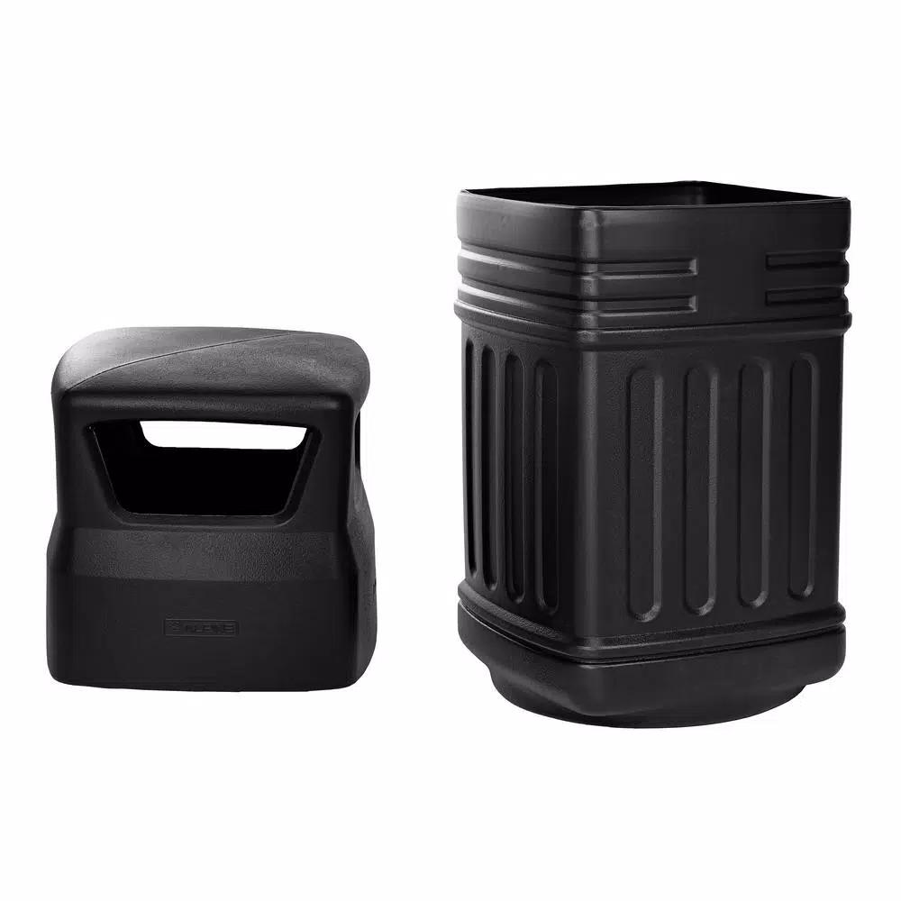 Alpine Industries 16 Gal. Black Open Dome Top Commercial Trash Can, Indoor/Outdoor