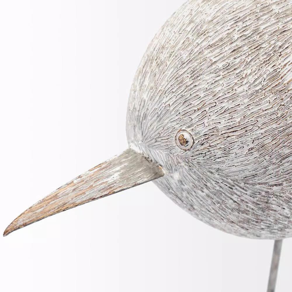 Mercana Snipe II Decorative Bird Sculpture - Light Brown Coastal Resin Statuary