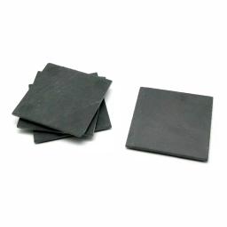 Creative Home Natural Dark Gray Slate Coaster Set of 4 - 4 in. x 4 in. Rustic Stone Coasters thumbnail 2