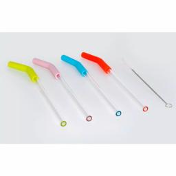 Cook Pro 10 Pc Reusable Borosilicate Glass Straw Set with Silicone Tips and Cleaning Brushes thumbnail 1