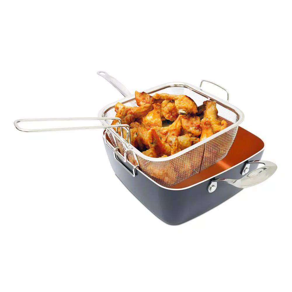 Gotham Steel 9.5 in. Ti-Ceramic Non-Stick Deep Square Fry Pan Set, 4-Piece