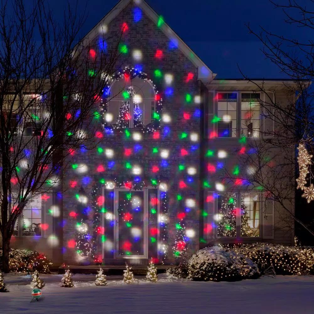 LightShow Projection Snow Flurry Projector with Remote - 61 Holiday Effects, Multi-Color LED