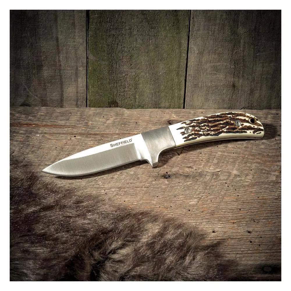 Sheffield 12190 Herod Stag Series 3.75 in. Drop Point Fixed Blade Hunting Knife