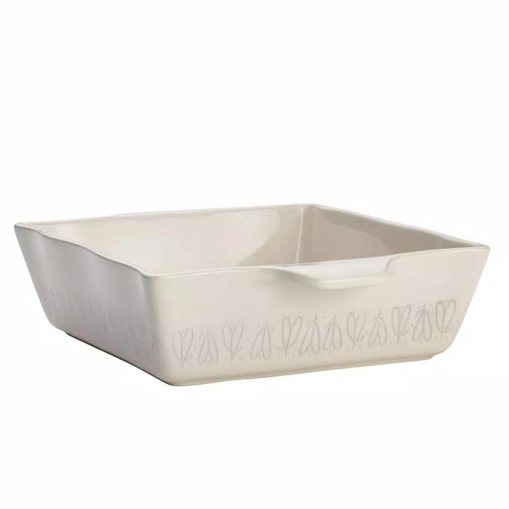 Ayesha Curry Home Collection 8 in. Square Ceramic Baker, French Vanilla