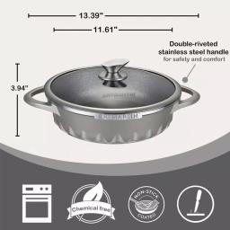 AMERCOOK Artmartin 11 in. Non-Stick Ceramic Coated Saucepan with Glass Lid, Induction Ready Casserole thumbnail 2