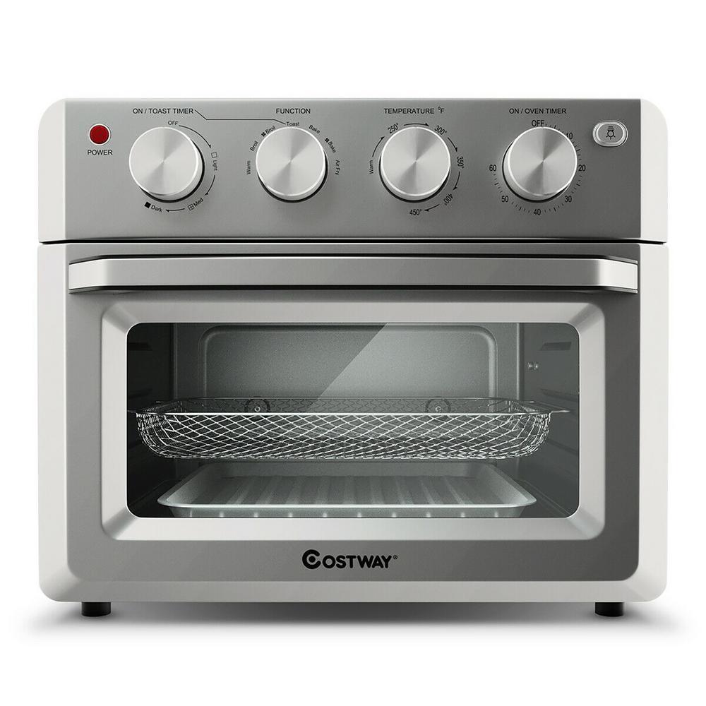 Costway 19 Qt. Silver Air Fryer Toaster Oven with Dehydrate and 7-in-1 Functions