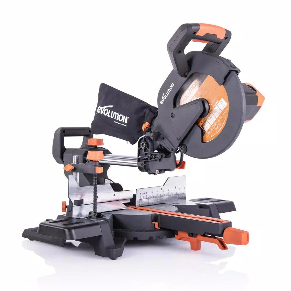 Evolution Power Tools Evolution R255SMS+ 10 in. 15 Amp Sliding Compound Miter Saw with Multi-Material Blade