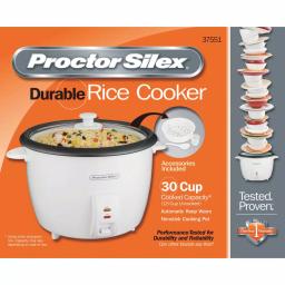 Proctor Silex 30-Cup White Rice Cooker with Steaming Basket and Keep Warm Function thumbnail 7