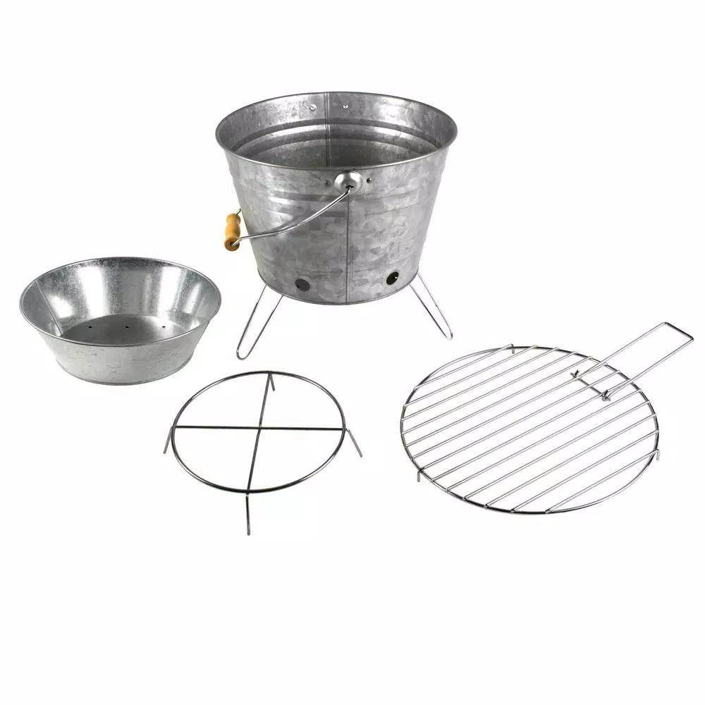 Artland Masonware Portable Galvanized Metal Beach and Camping Grill, Silver