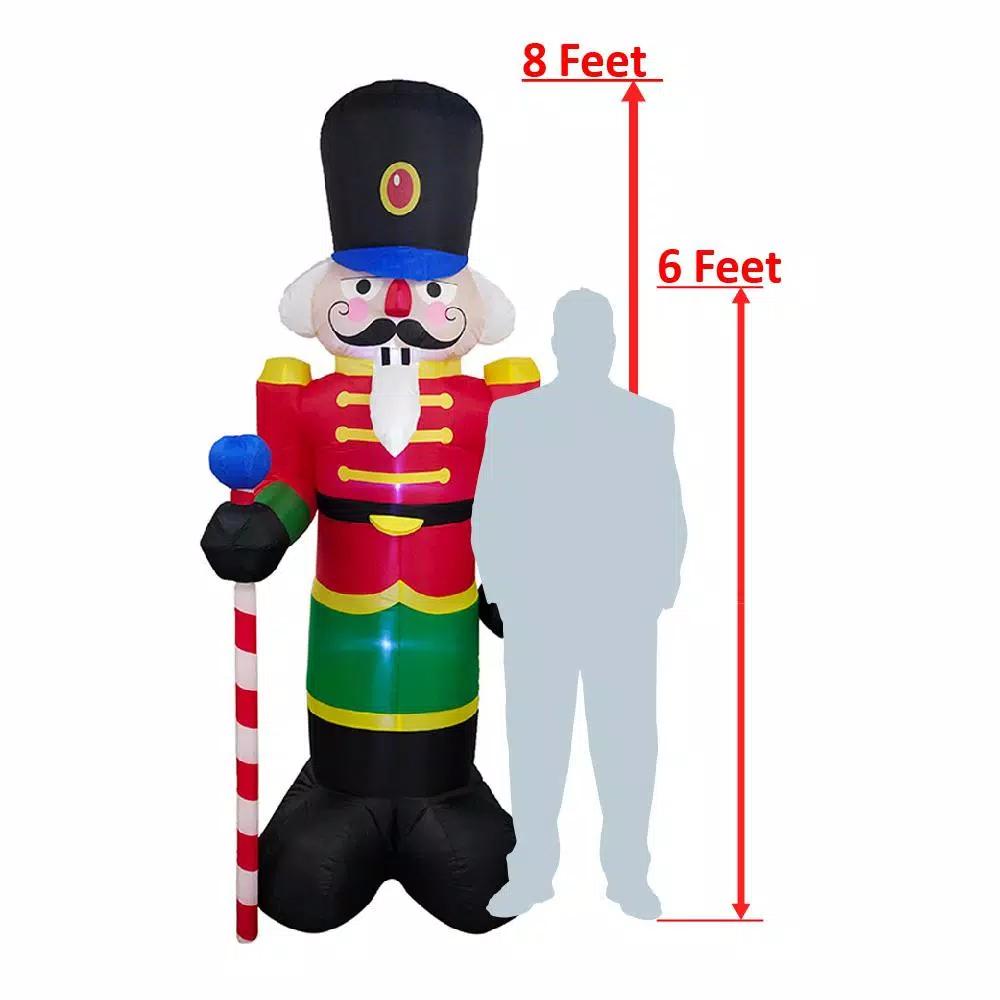 ALEKO's 8 ft. Christmas Inflatable Nutcracker with LED Lights and UL Certified Blower
