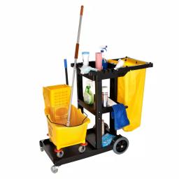 Alpine Industries 3-Shelf Janitorial Cleaning Cart with 18.5 Gal Vinyl Bag thumbnail 4