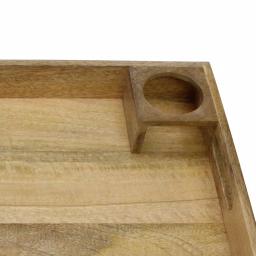 Stonebriar Collection Stonebriar Rustic Mango Wood Serving Tray with Built-in Cup Holder thumbnail 3