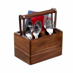 Honey-Can-Do Acacia Wood and MDF Kitchen Utensil Holder with Gunmetal Steel Accents thumbnail 6