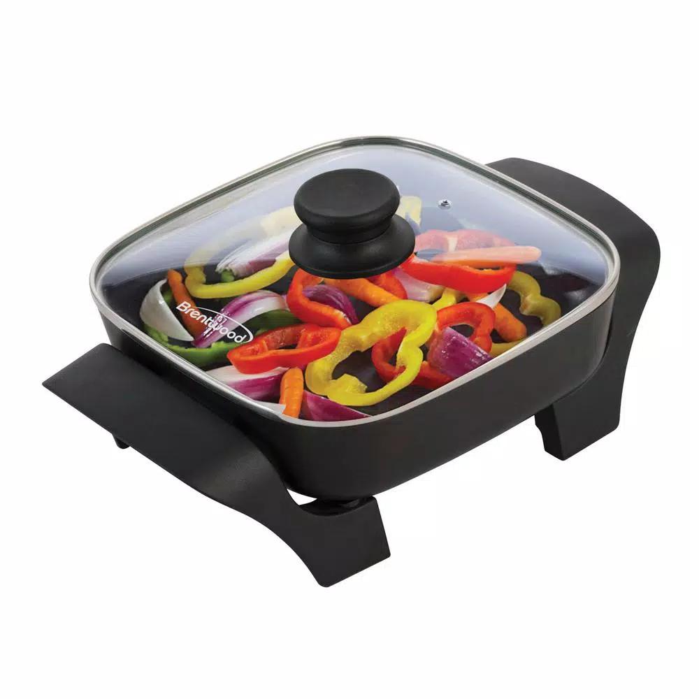 Brentwood Appliances 8 in. Nonstick Square Electric Skillet with Glass Lid, Black