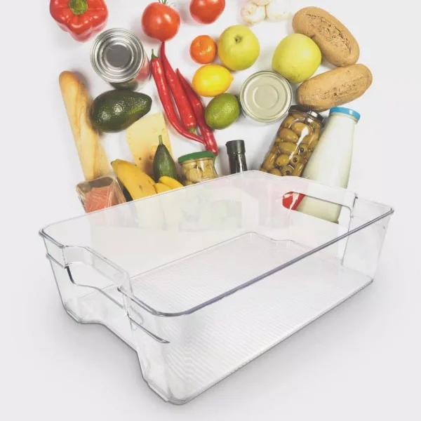 Cook Pro Large Plastic Refrigerator and Freezer Organizer Bin with Built-in Handles