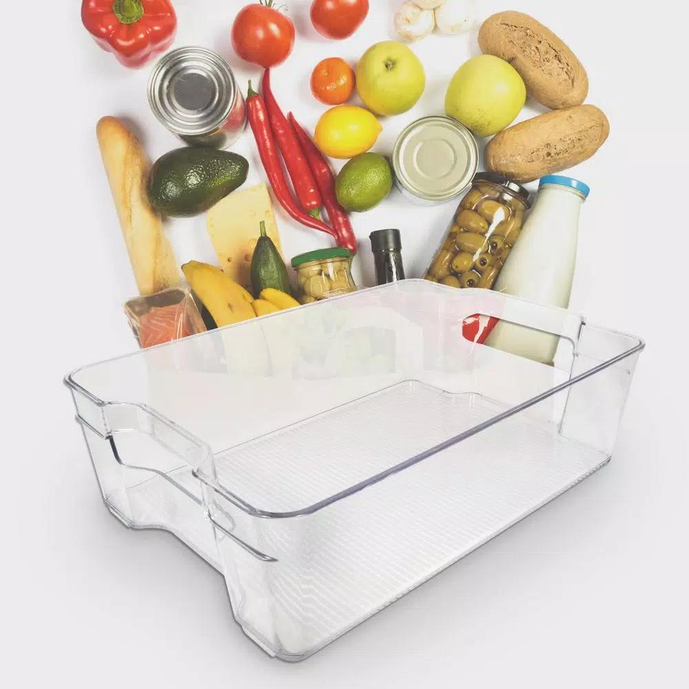 Cook Pro Large Plastic Refrigerator and Freezer Organizer Bin with Built-in Handles