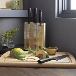 SCHMIDT BROS. Schmidt Brothers Carbon6 7-Piece Stainless Steel Cutlery Set with Acacia Midtown Knife Block thumbnail 4