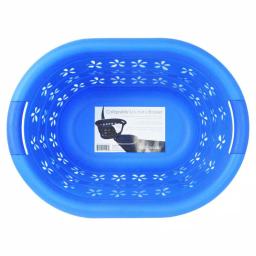 Southern Homewares Collapsible Laundry Basket, Space-Saving Plastic & Silicone Hamper, Blue thumbnail 2