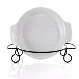 Gibson Elite Gracious Dining 2-Piece Stoneware Bakeware Set with Metal Rack, Oval, White thumbnail 2