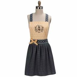 Kay Dee Queen Bee Yellow Cotton Hostess Apron with Honeycomb Bodice and Gingham Skirt thumbnail 1
