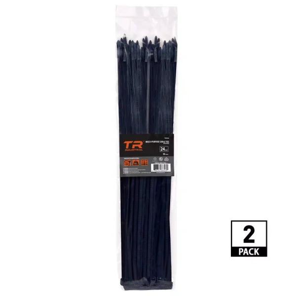 TR Industrial 24 in. UV Resistant Nylon Cable Ties, 180 lb Tensile Strength, Black (100-Pack)