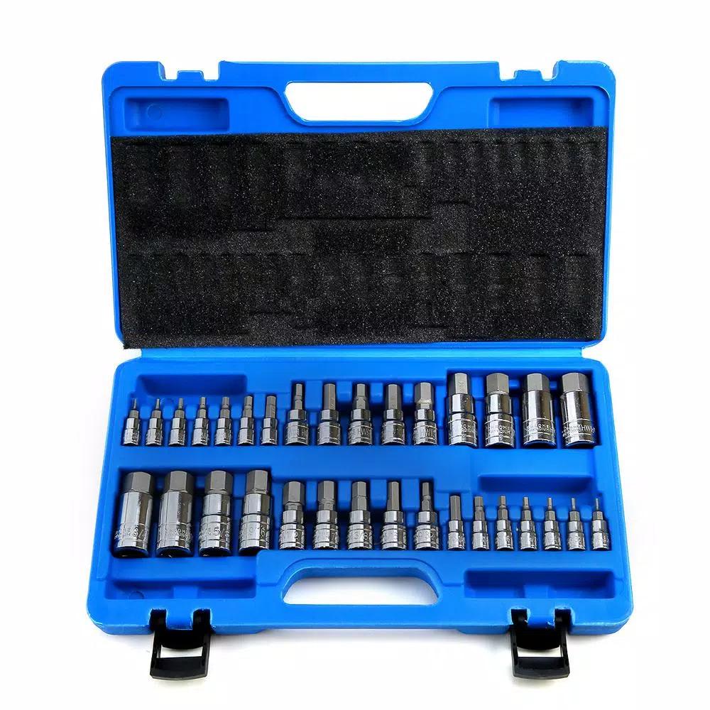 Stark 32-Piece SAE and Metric Hex Bit Socket Set, Chromium-Vanadium & S2 Steel