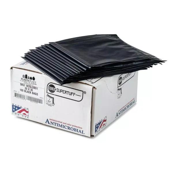 Plasticplace 25 Gal. Eco-Friendly Black Trash Bags, 1.7 Mil Thickness, 100 Count Case