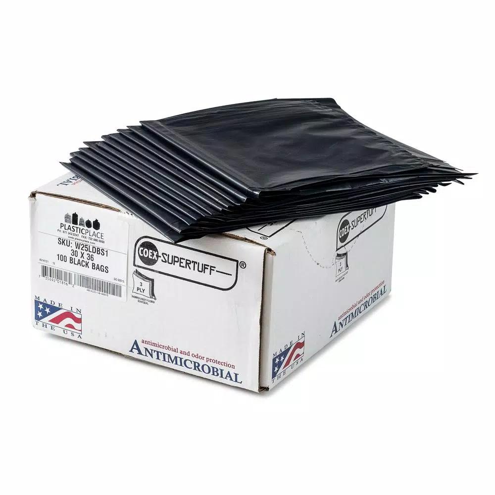 Plasticplace 25 Gal. Eco-Friendly Black Trash Bags, 1.7 Mil Thickness, 100 Count Case