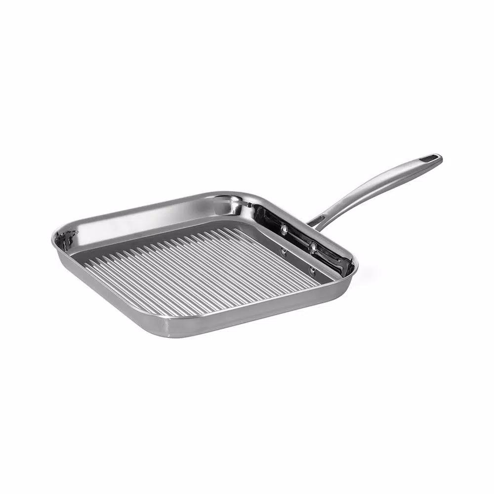 Tramontina Gourmet Tri-Ply Clad 11 in. Stainless Steel Square Grill Pan