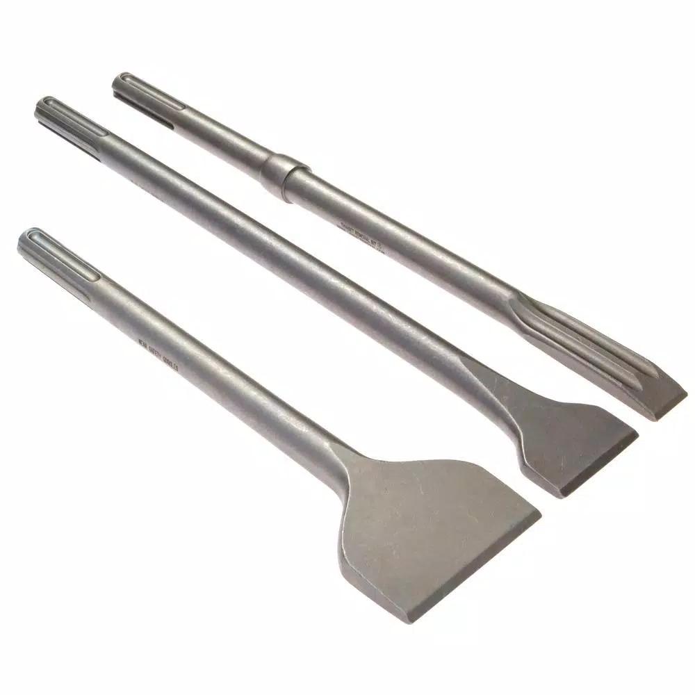 Thinset Removal Bit SDS Max Chisel Set, 3-Piece Tile and Scaling Chisel Set for Rotary or Demo Hammers