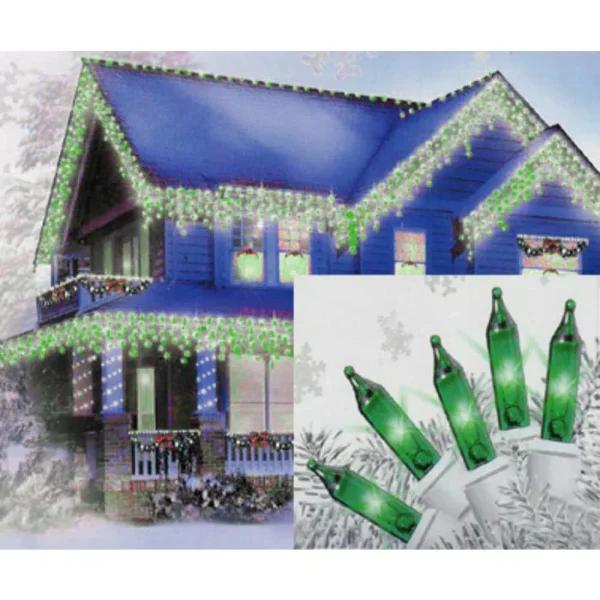 Sienna 100-Count Green Mini Icicle Christmas Lights with White Wire