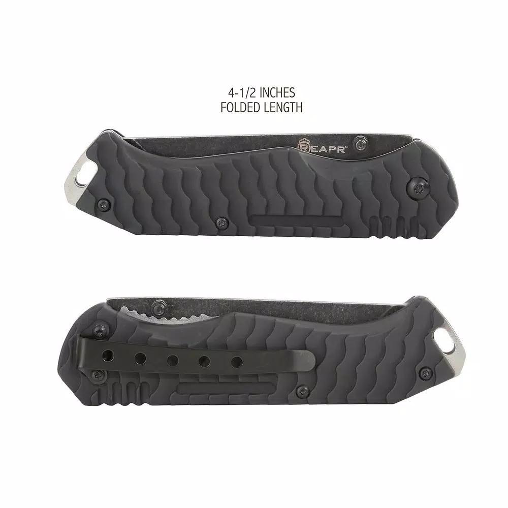 Sheffield REAPR TAC Tanto Knife Set - 2-Piece Fixed Blade and Folding Knife Set