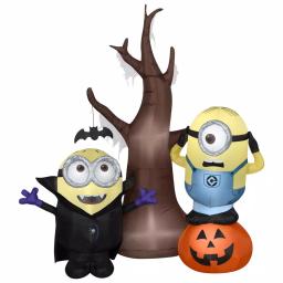 Gemmy 5 ft. Minions Halloween Airblown Inflatable Scene with Tree and Pumpkin thumbnail 1