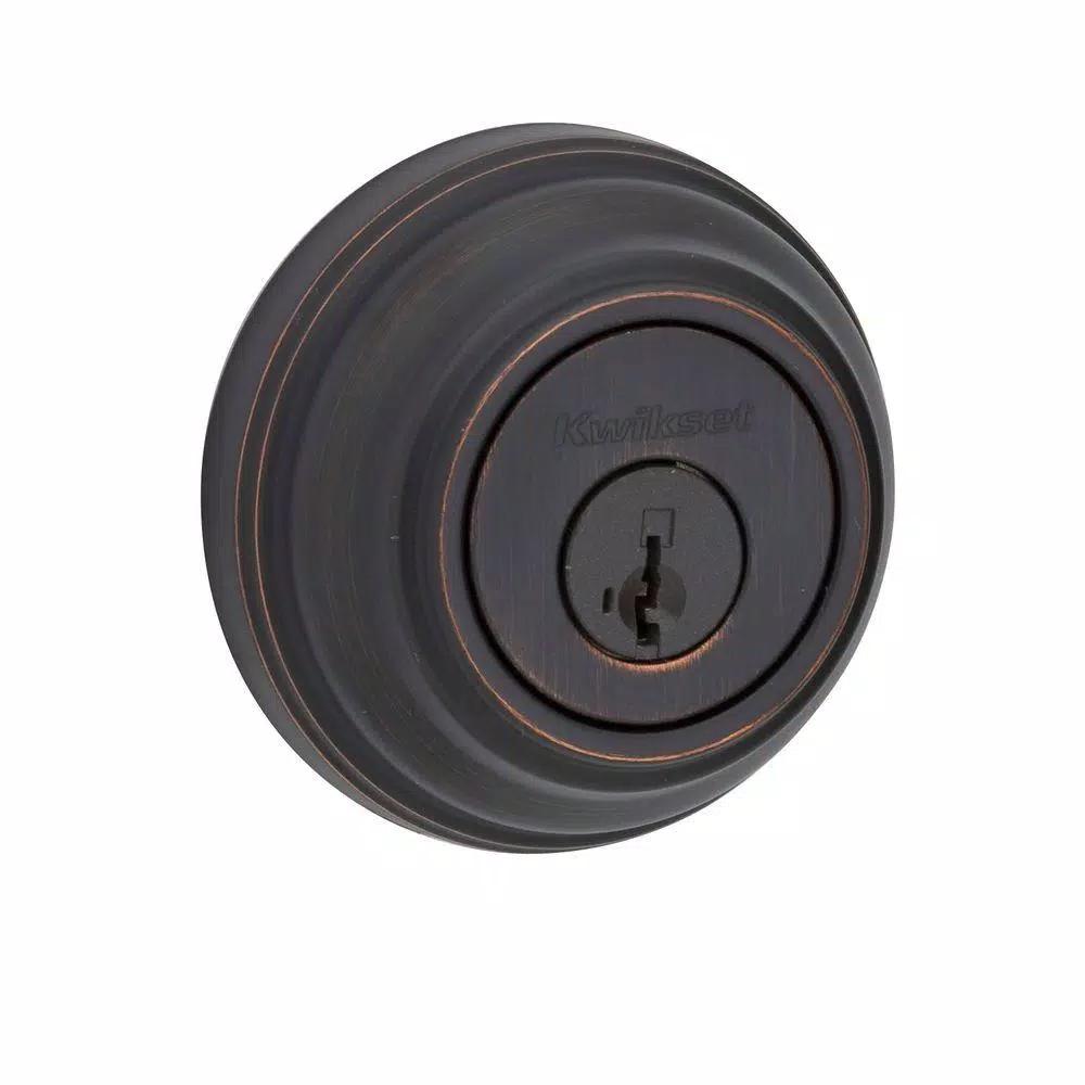 Kwikset 980 Single Cylinder Deadbolt with SmartKey Security, Venetian Bronze