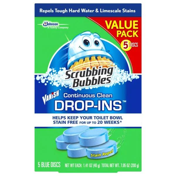 Scrubbing Bubbles Vanish Continuous Clean Toilet Bowl Cleaner Drop-Ins, Blue, 5-Pack (Case of 6)