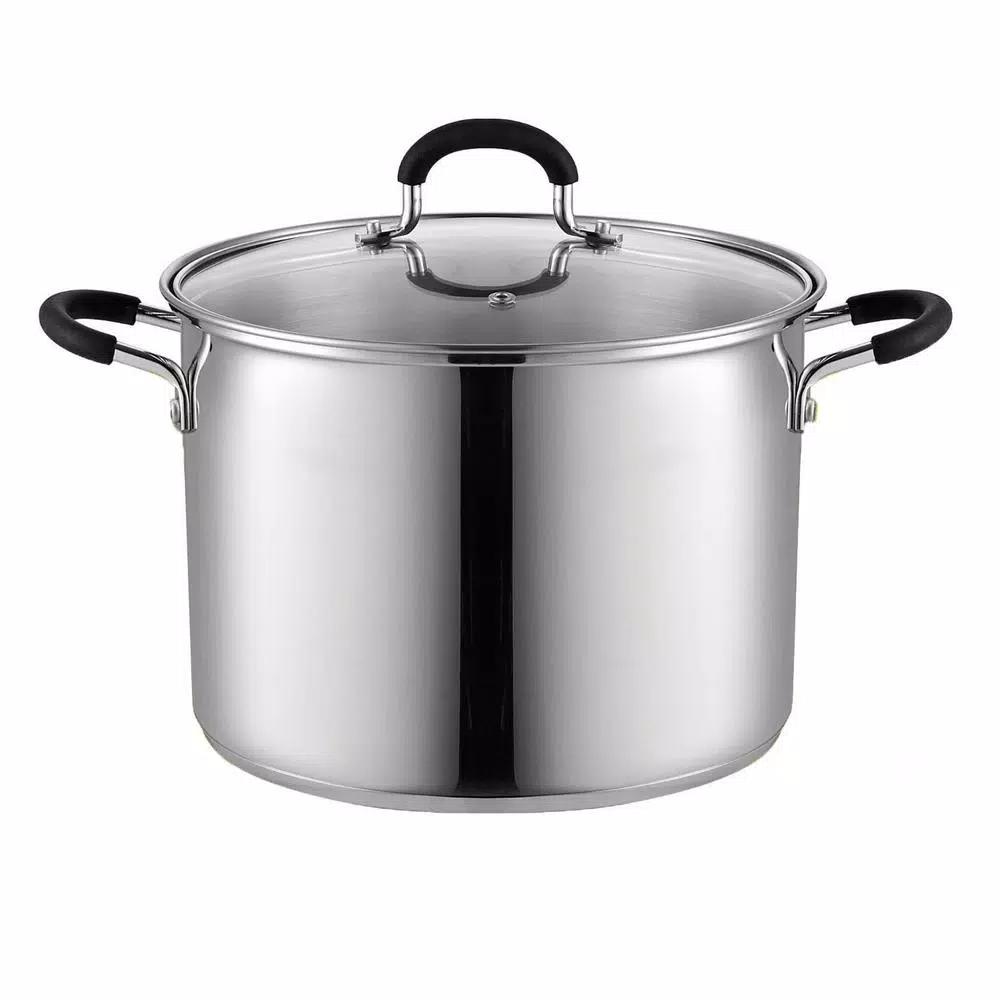 Cook N Home 8 Qt. Stainless Steel Stock Pot with Tempered Glass Lid