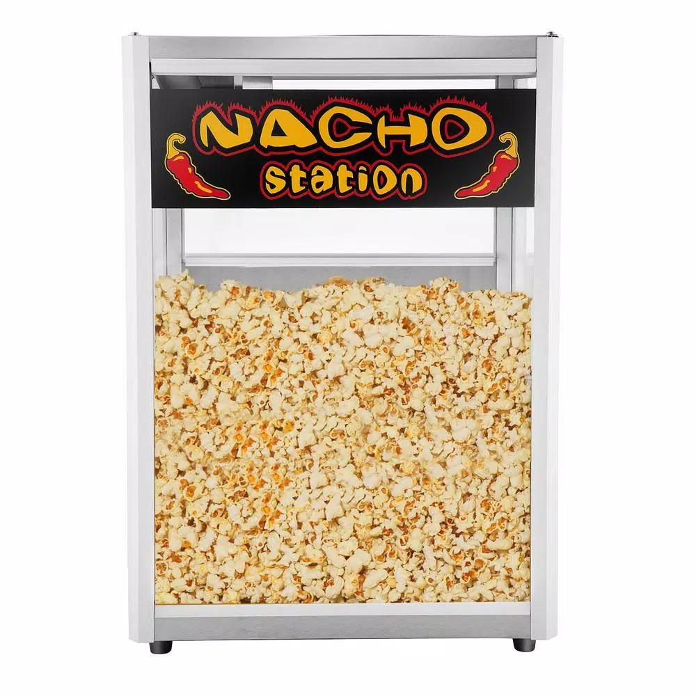 Great Northern Popcorn Commercial Grade Nacho Warmer & Popcorn Station, 8 oz. Stainless Steel Countertop Machine