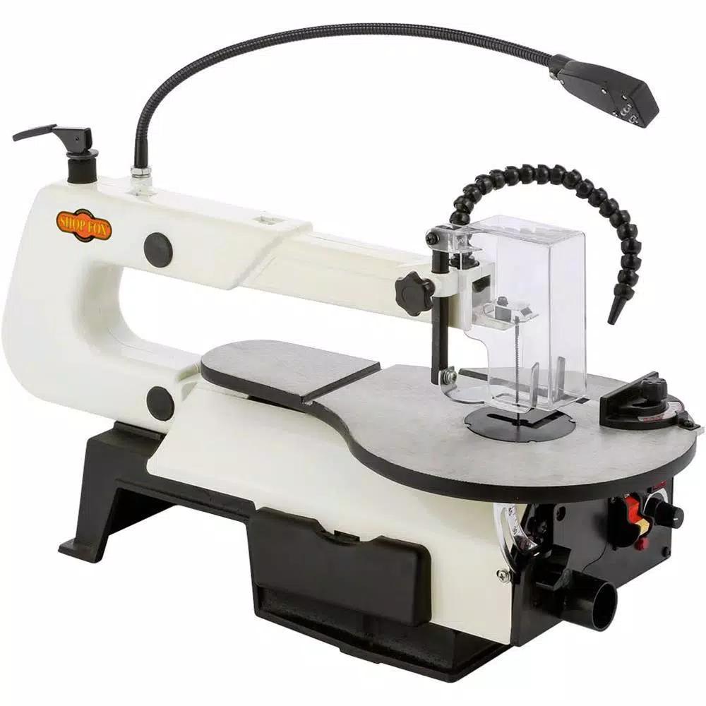 Shop Fox 16 in. Variable Speed Scroll Saw with Foot Switch, LED Light, and Rotary Shaft Attachment