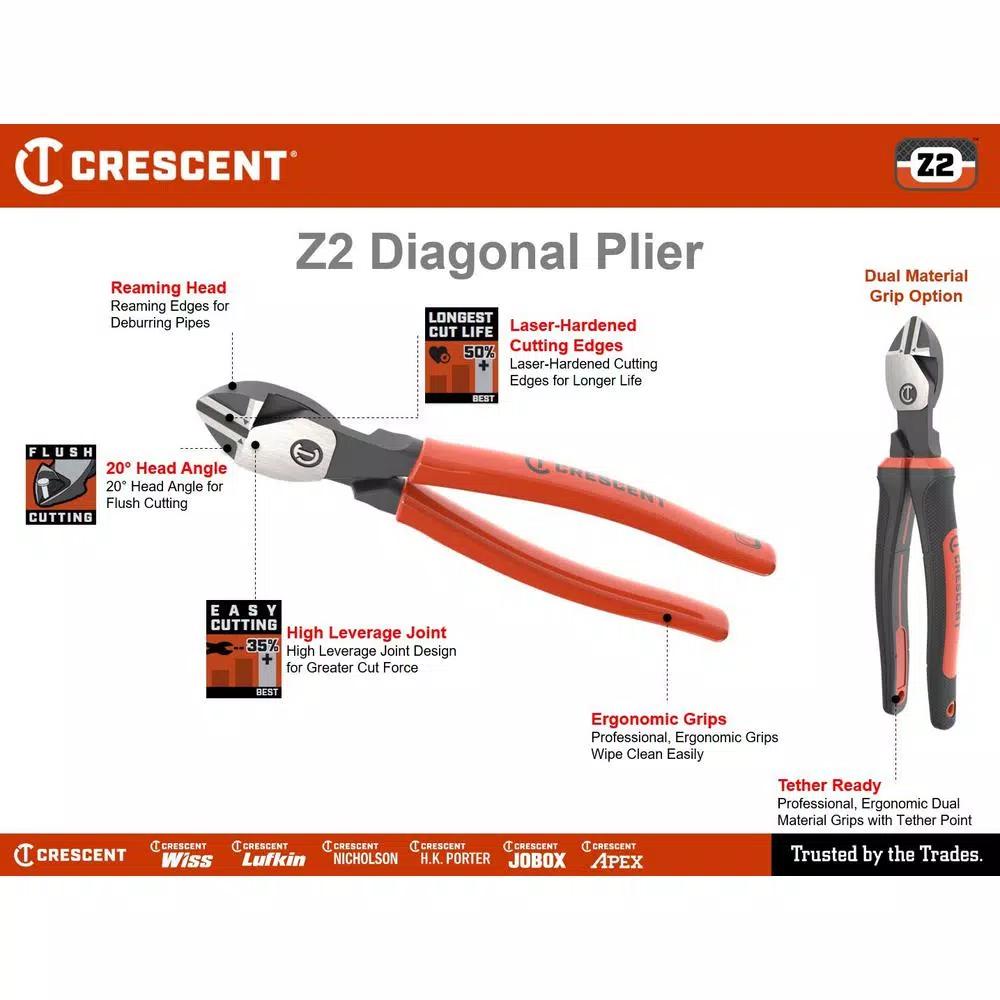 Crescent Z2 6 in. Diagonal Cutting Pliers with High Leverage Design