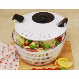 Cook Pro 4.5 Qt. Salad Spinner with High-Speed Crank Handle and Clip Lock Straining Lid, White thumbnail 2