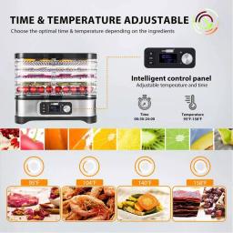 VIVOHOME 5-Tray Stainless Steel Food Dehydrator with Digital Timer and Temperature Control thumbnail 4