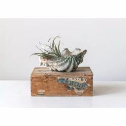 3R Studios Coastal Style Shell Shaped Ceramic Figurine - Gray Decorative Dish thumbnail 1