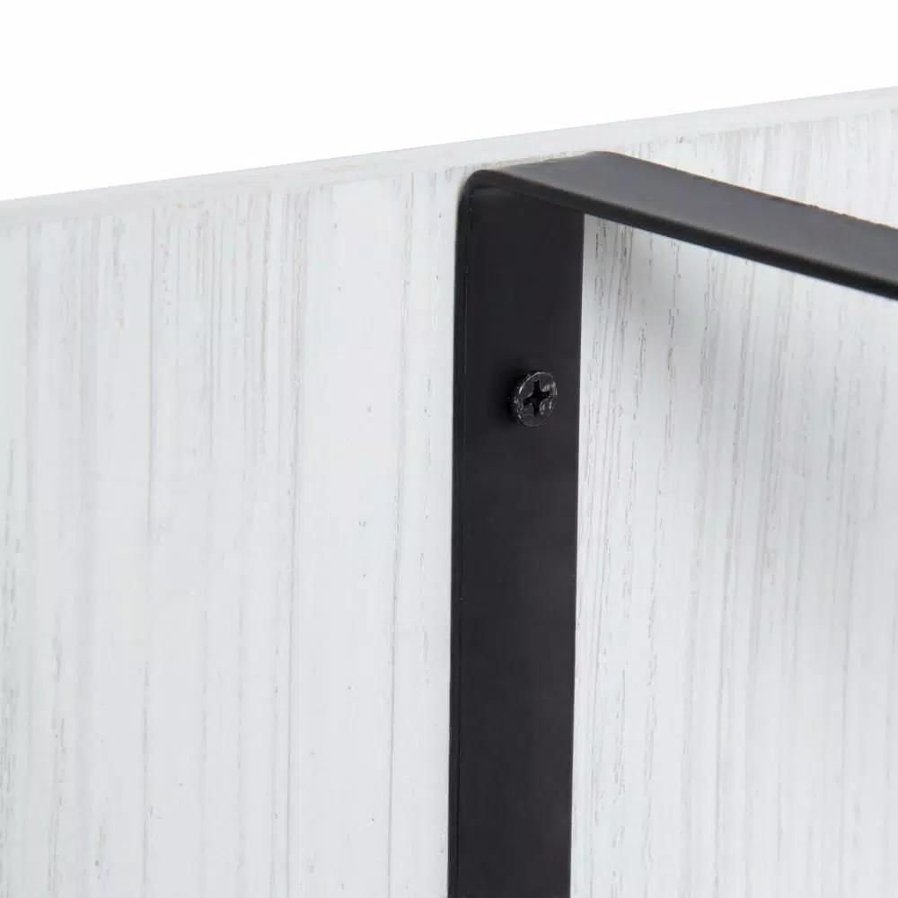 Kate and Laurel Oakly Rustic White Wood and Black Metal Candle Sconce