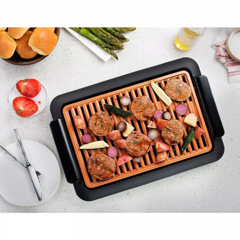 Gotham Steel 234 sq. in. Black Copper Non-Stick Ti-Ceramic Smokeless Indoor Electric Grill & Griddle