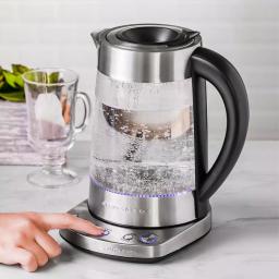 Ovente 1.7L Variable Temperature Glass Electric Kettle with ProntoFill Technology, Silver thumbnail 10