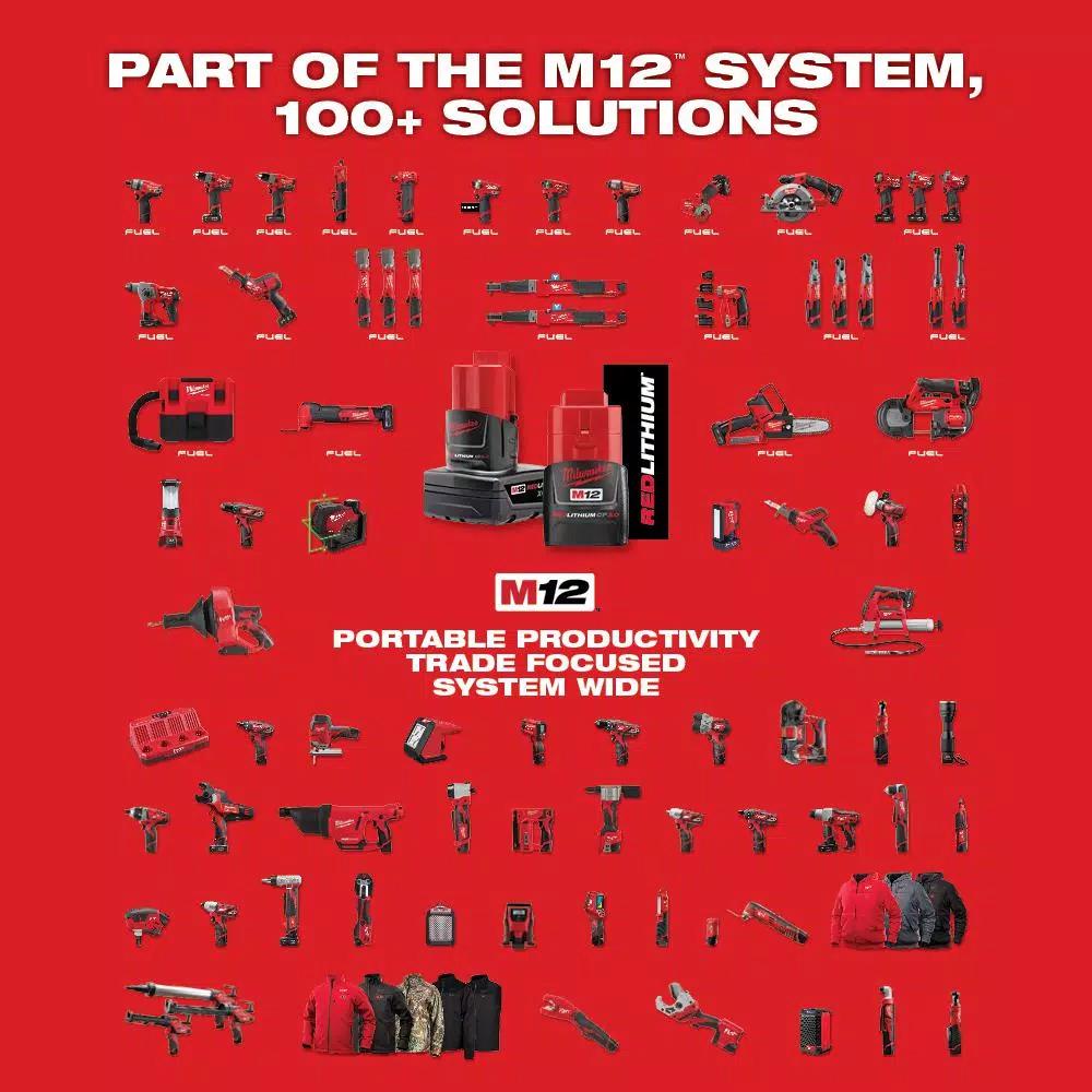 Milwaukee M12 12V Lithium-Ion 3/8 in. Ratchet and Compact Inflator 2-Tool Combo Kit