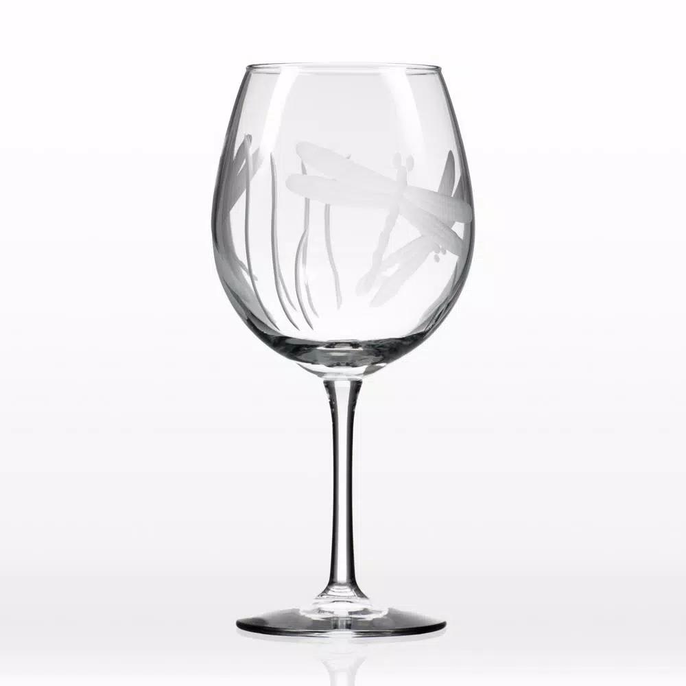 Rolf Glass Dragonfly Etched 18 oz. Balloon Red Wine Glasses, Set of 4