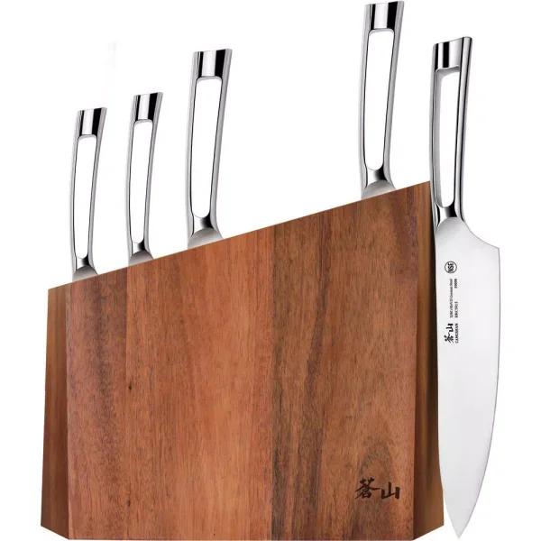 Cangshan N1 Series 6-Piece German Steel Forged Knife Block Set with Acacia Wood Block