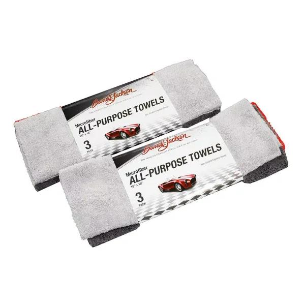 Barrett-Jackson All-Purpose Microfiber Detailing Towel Kit, 3-Pack (Gray/Red)