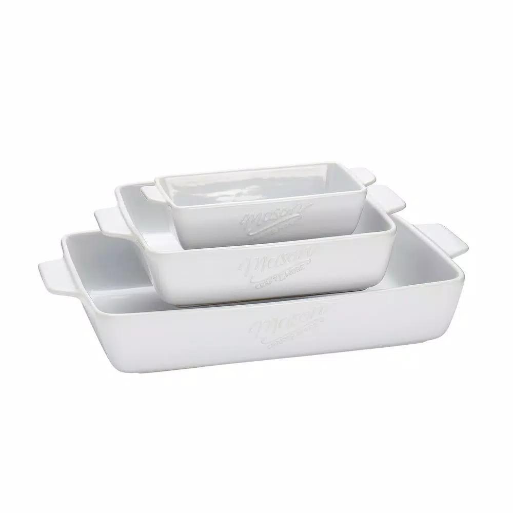 Mason Craft & More 3-Piece White Ceramic Bakeware Set
